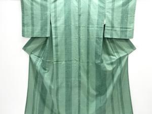 縞に絣柄織り出し手織り紬着物